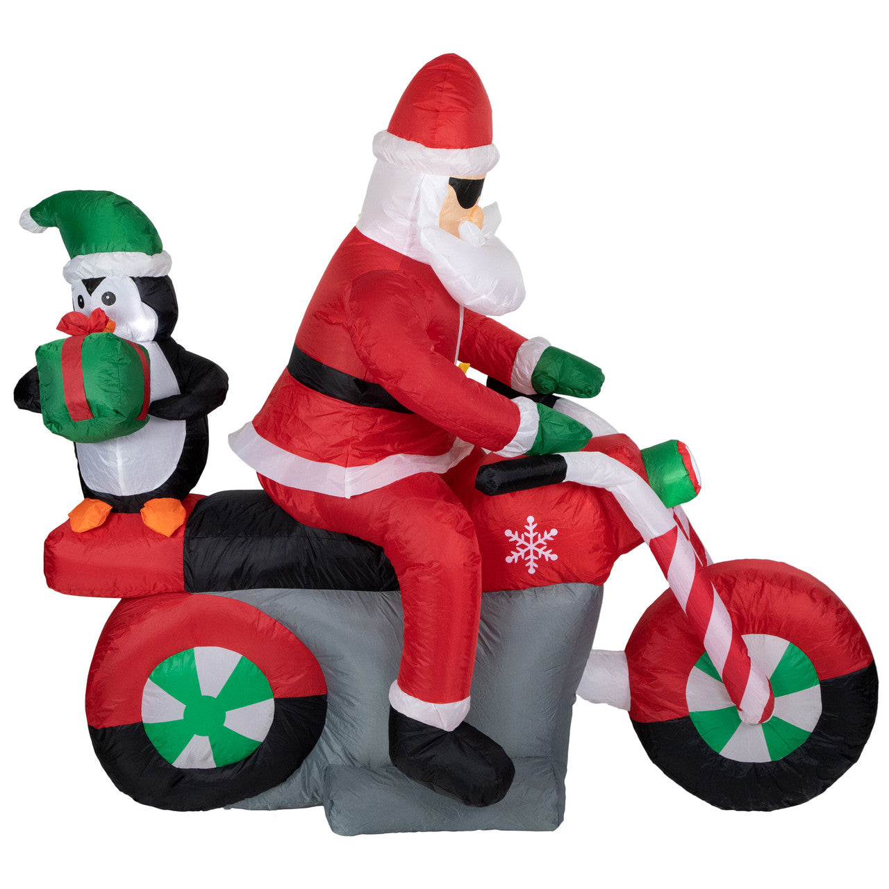 Christmas Decoration 5' Inflatable Lighted Santa and Penguin on Motorcycle Outdoor Decoration