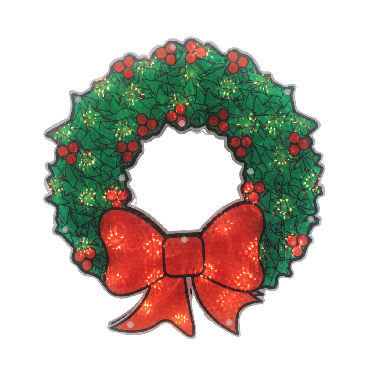 Christmas Wreath 15&quot; Lighted Window Silhouette Decoration Wreath