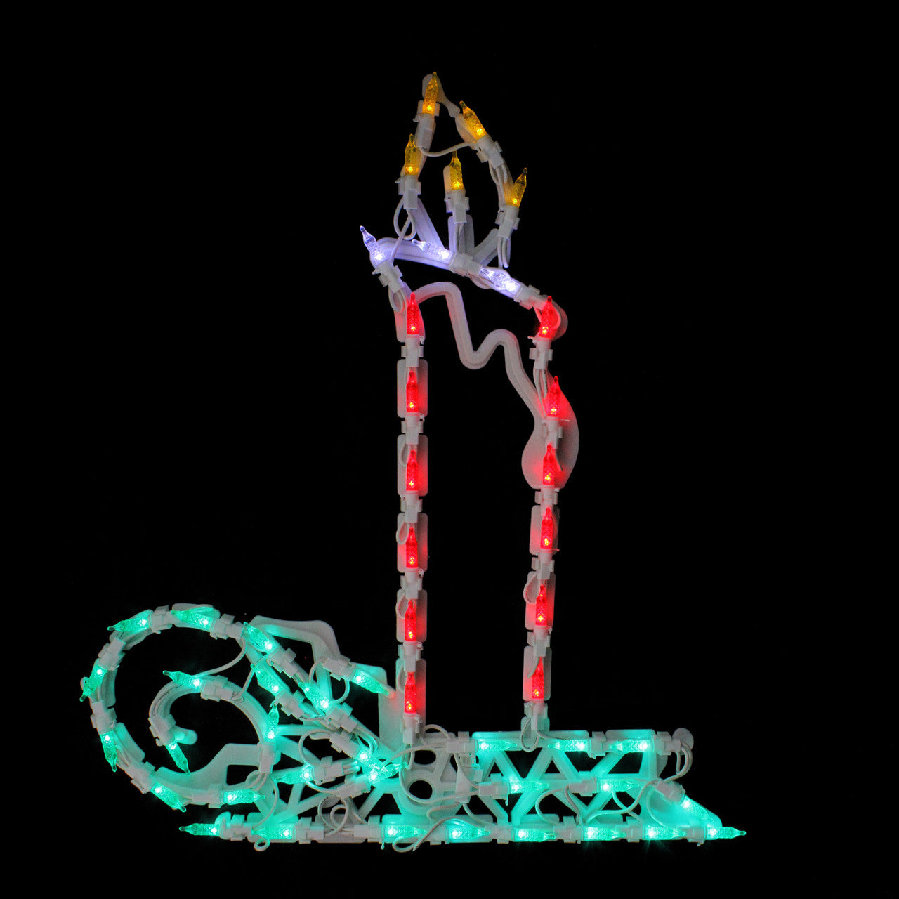 Red and Green LED Lighted Candle 17.5" Christmas Window Silhouette Decor