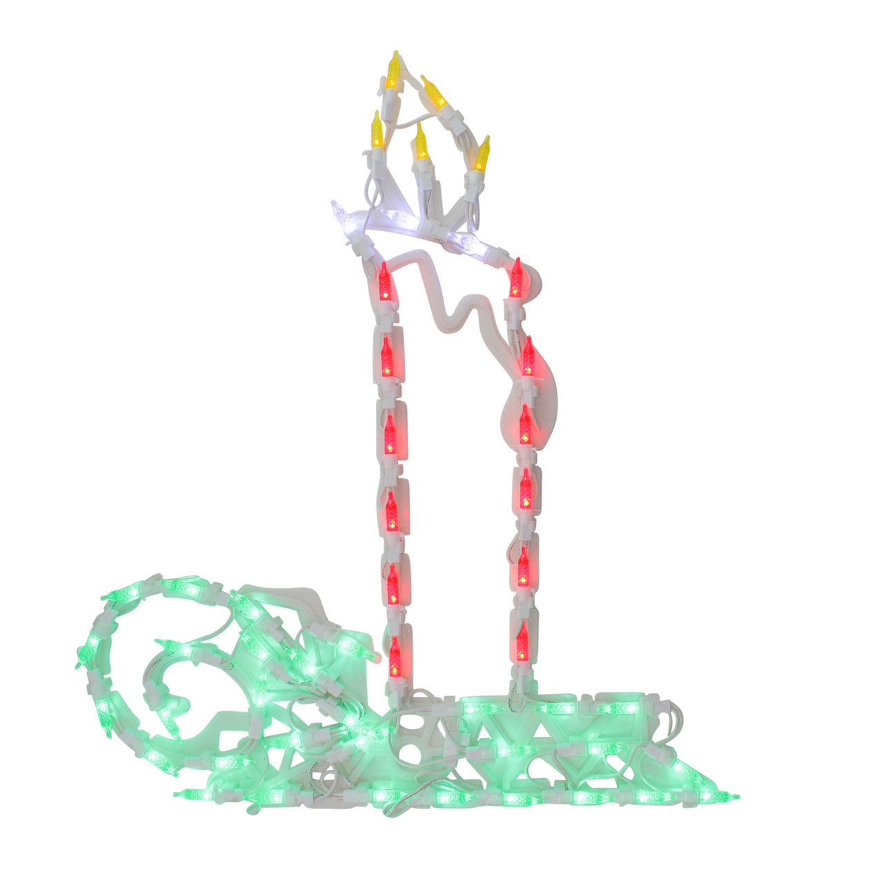 Red and Green LED Lighted Candle 17.5" Christmas Window Silhouette Decor