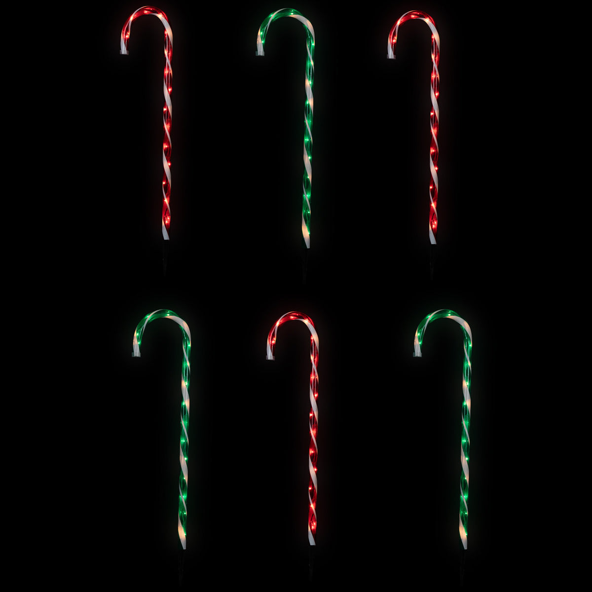 Set of 6 Lighted Outdoor Christmas Candy Cane Pathway Markers