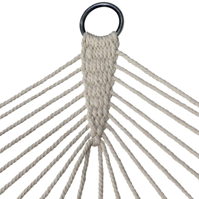 Bohemian Macrame Hammock with Wooden Bars (Cream)