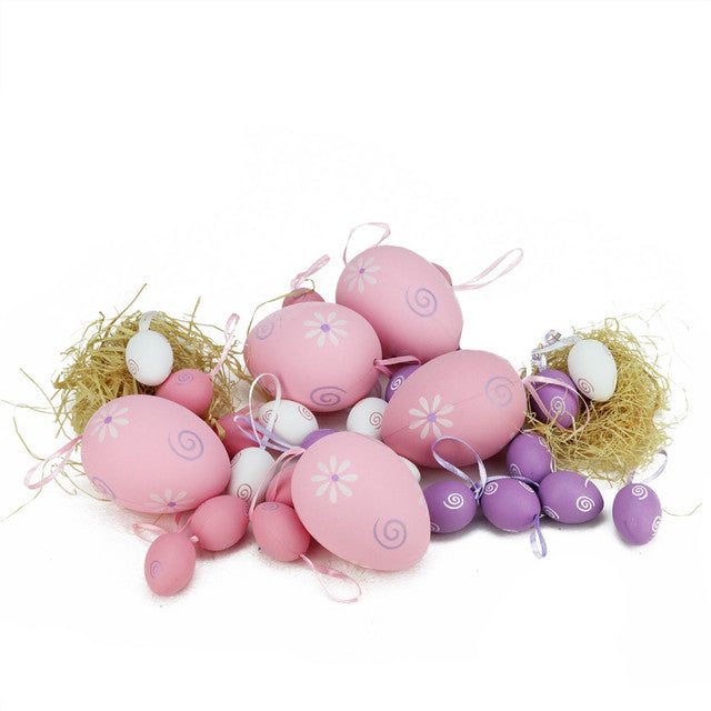 Pastel Easter Egg Ornaments 29-Count Pink Purple White