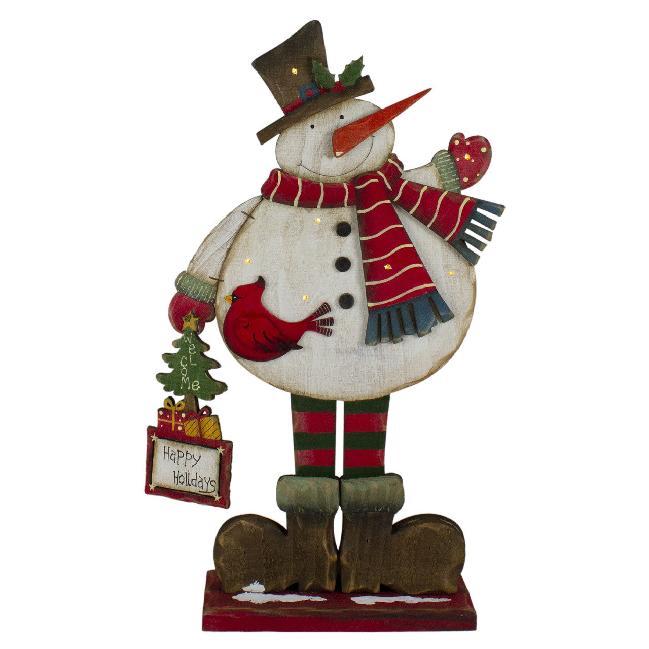 LED Lighted Happy Holidays Snowman Christmas Welcome Sign - 17.5"