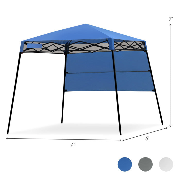 Pop-up Canopy Tent with Carry Bag and 4 Stakes, Blue, 7 x 7 Feet