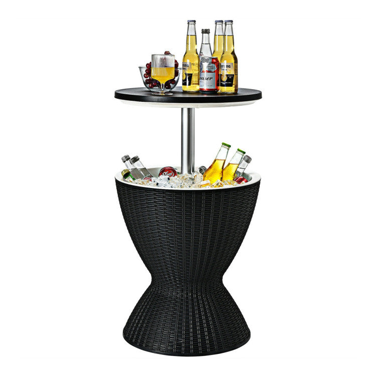 Outdoor Rattan Bar Table with Extendable Tabletop (Black)