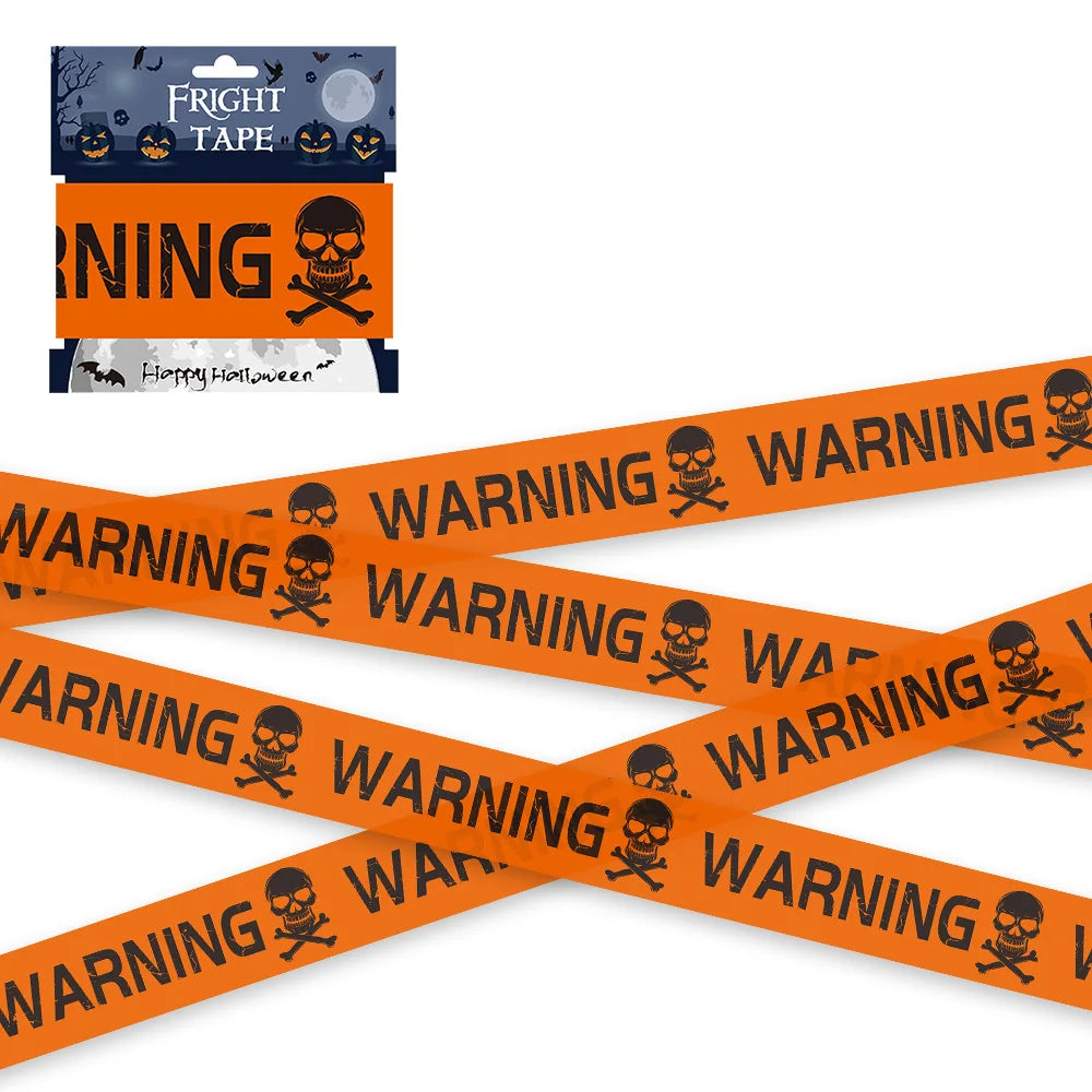 Skull Head Warning Tape 6M Halloween Decoration (Orange)