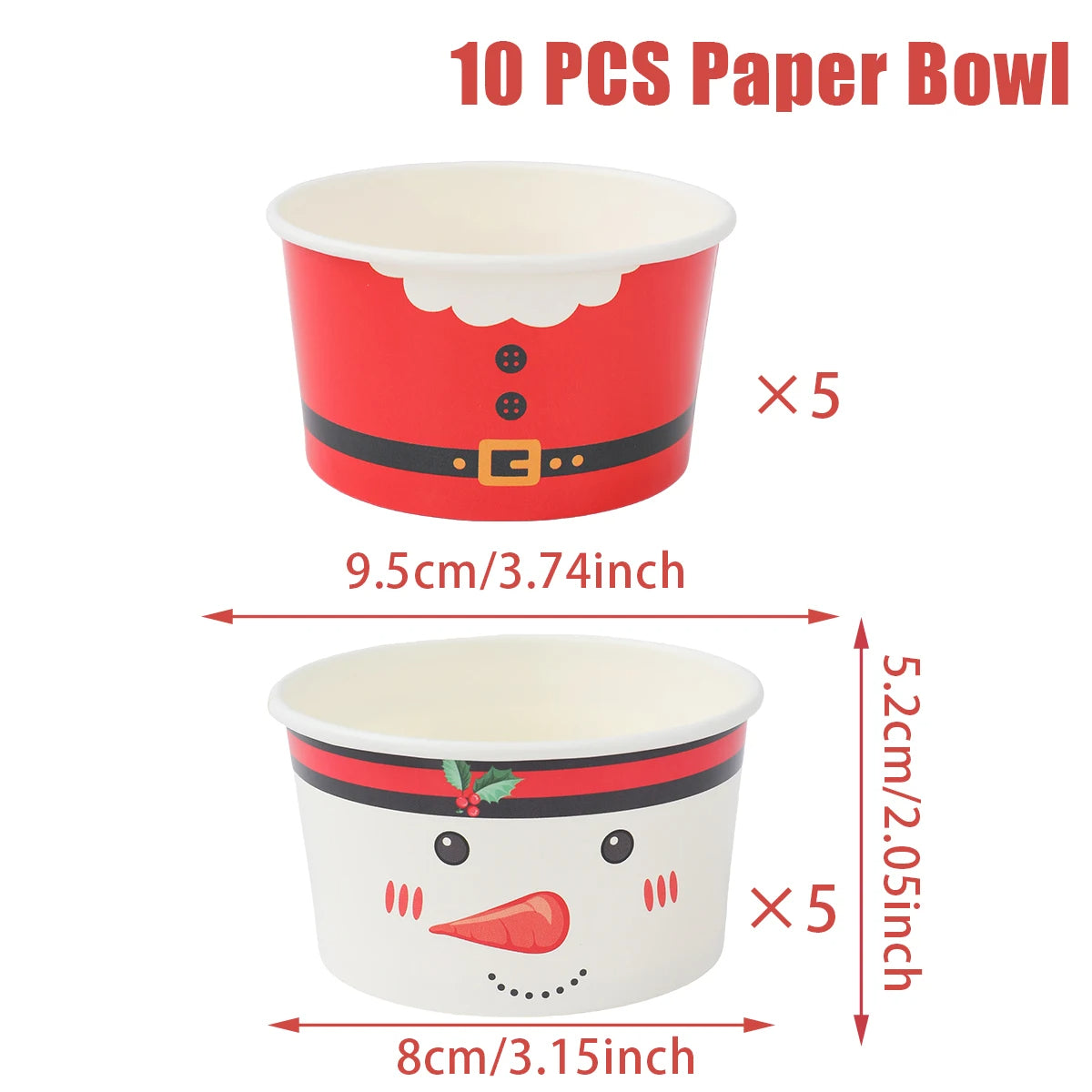 10PCS Christmas Santa Claus Paper Bowl