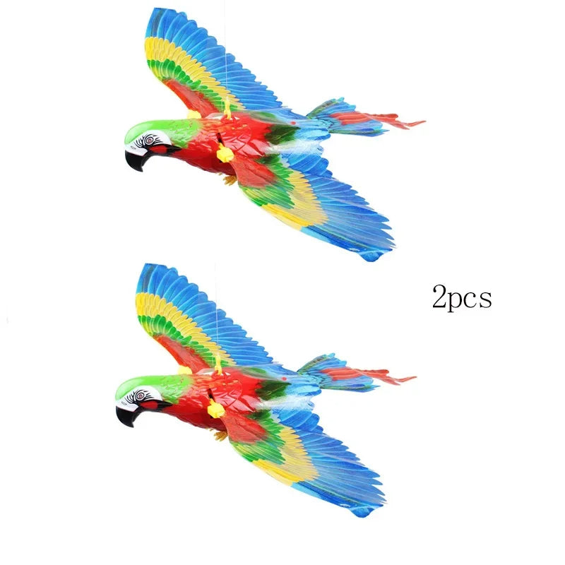 Parrot Bird Electric Hanging Eagle Flying Bird 2 PCS Interactive Cat Toys