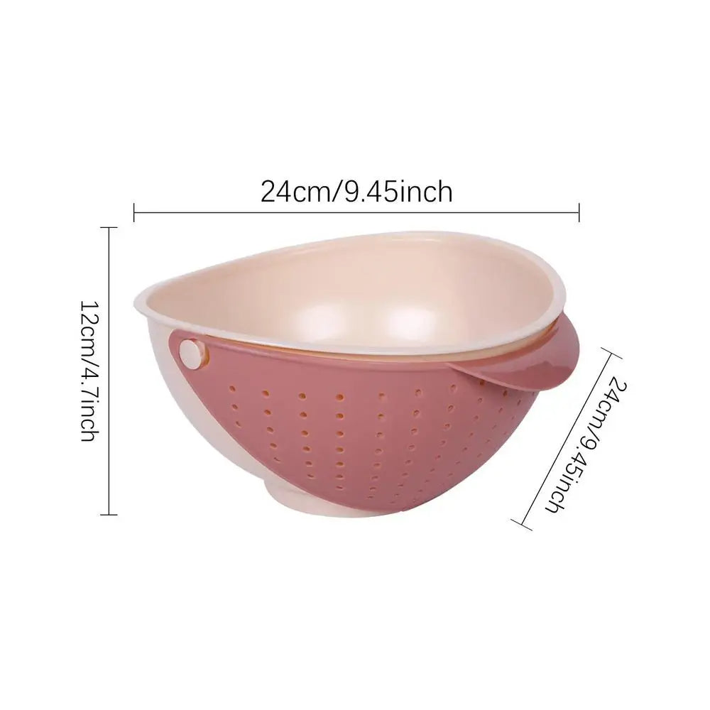 Vegetable Strainer Colander Bowl Kitchen Drain Basket (Pink)