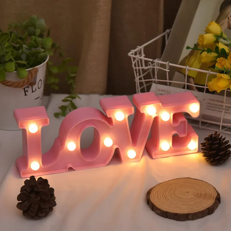 3D LOVE LED Letter Sign Night Light 2 Pack (Pink)