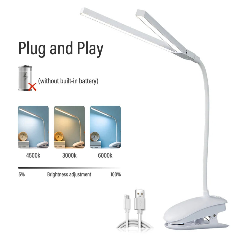 LED Double-Headed Table Lamp Rechargeable Lamp