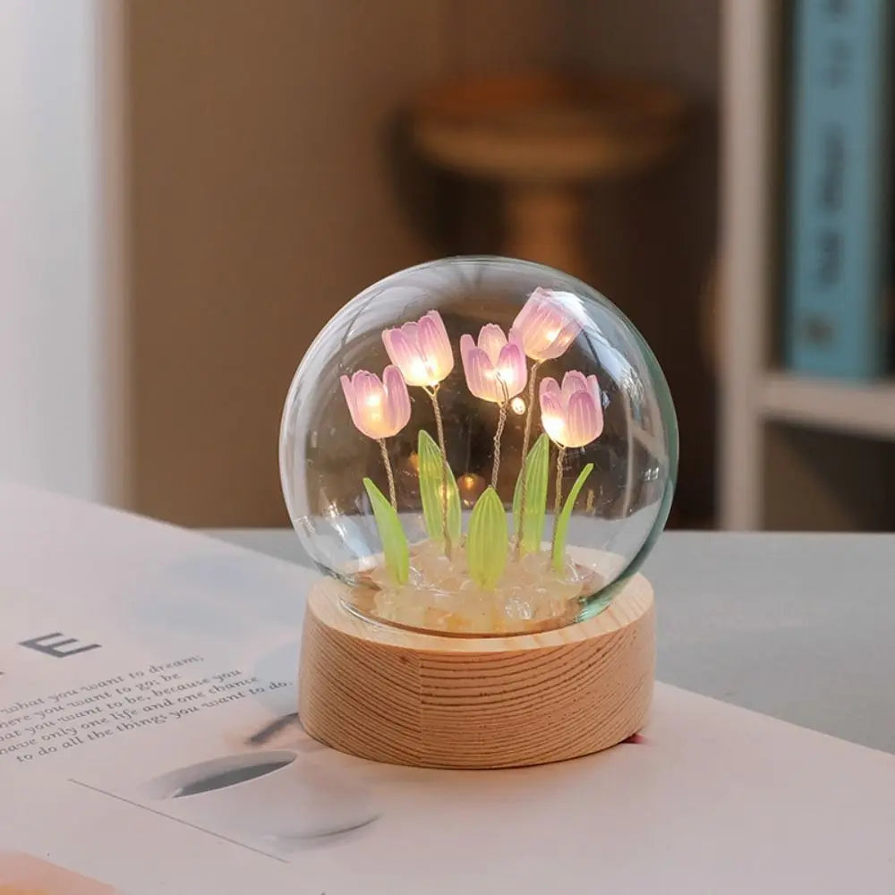 Tulip Night Light Cute Bedroom Room Decor Floral Lamp Valentines Day Gift