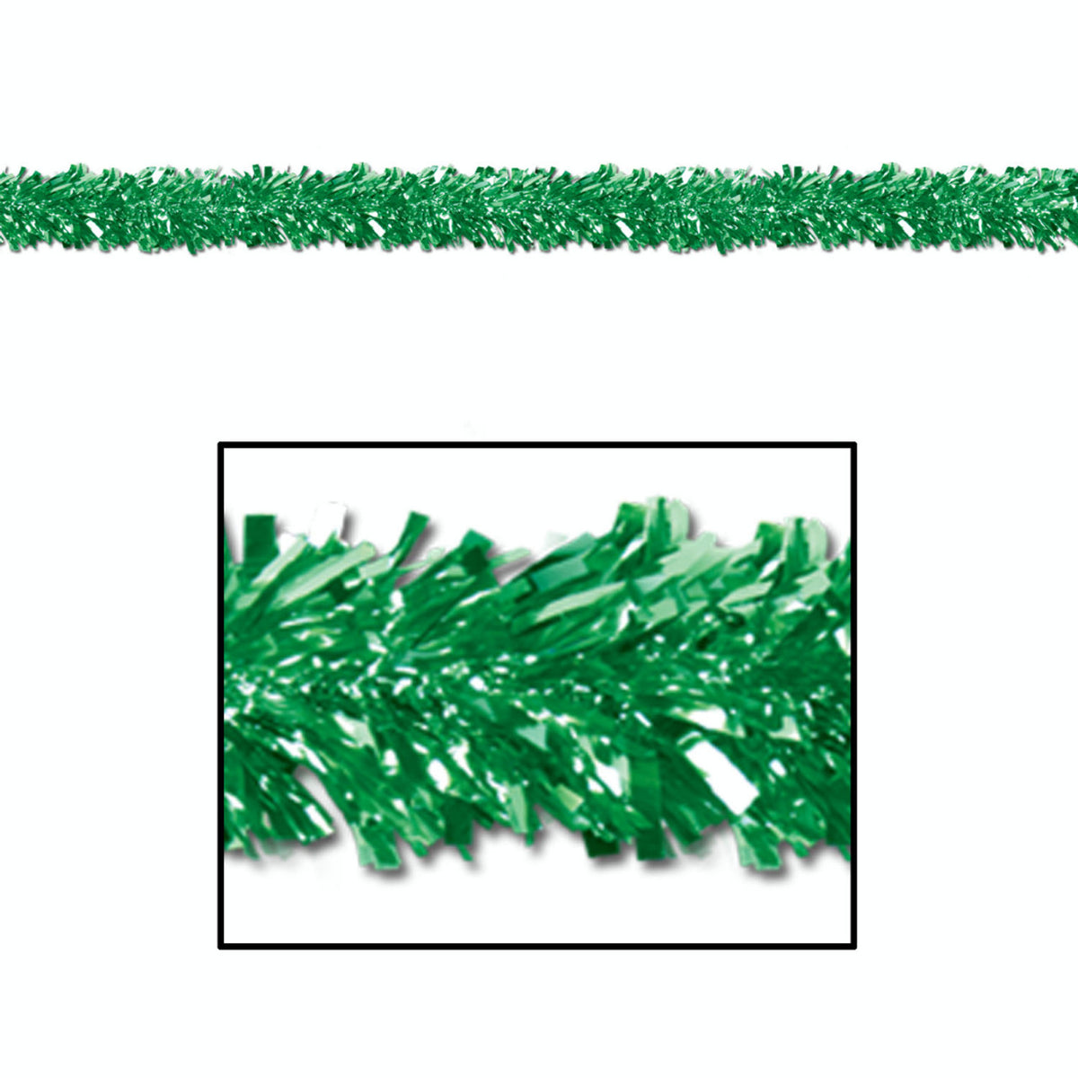 Green Foil Tinsel Garland 6 Ply Pack of 12 for St. Patrick&#39;s Day Decorations