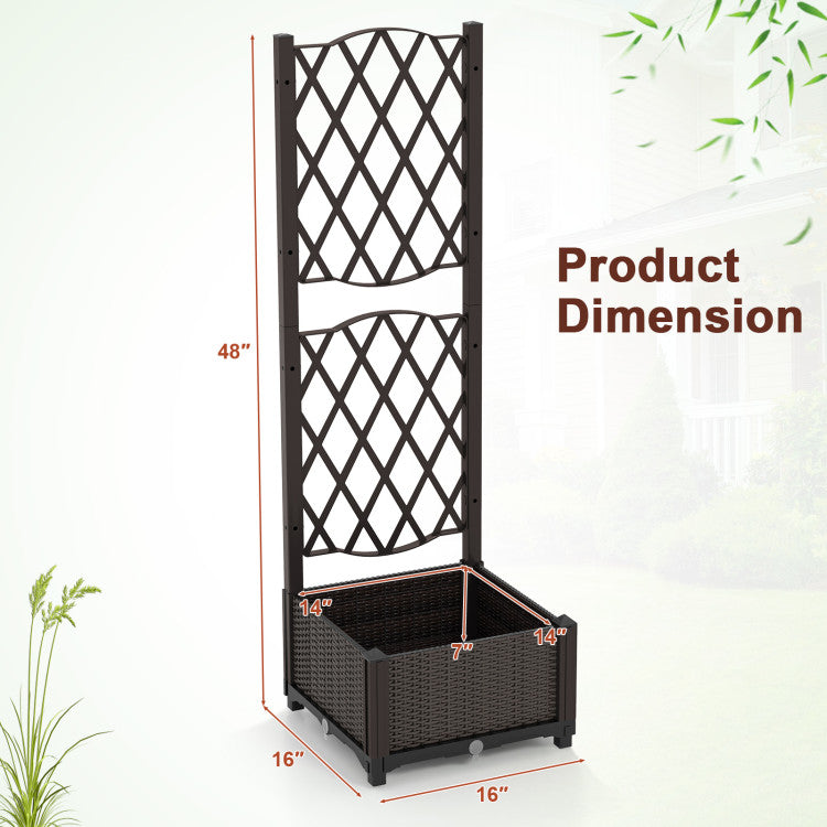 Single Raised Garden Bed Trellis Garden Planter for Climbing Vegetables