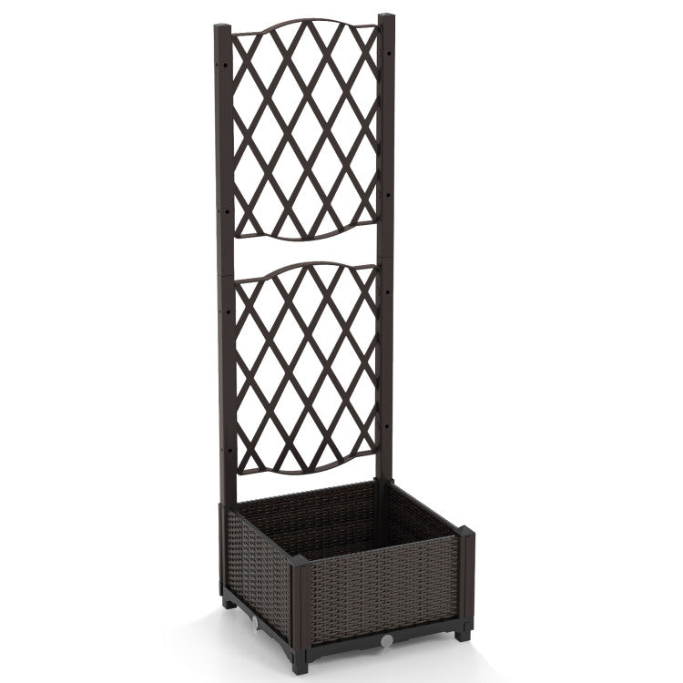 Single Raised Garden Bed Trellis Garden Planter for Climbing Vegetables