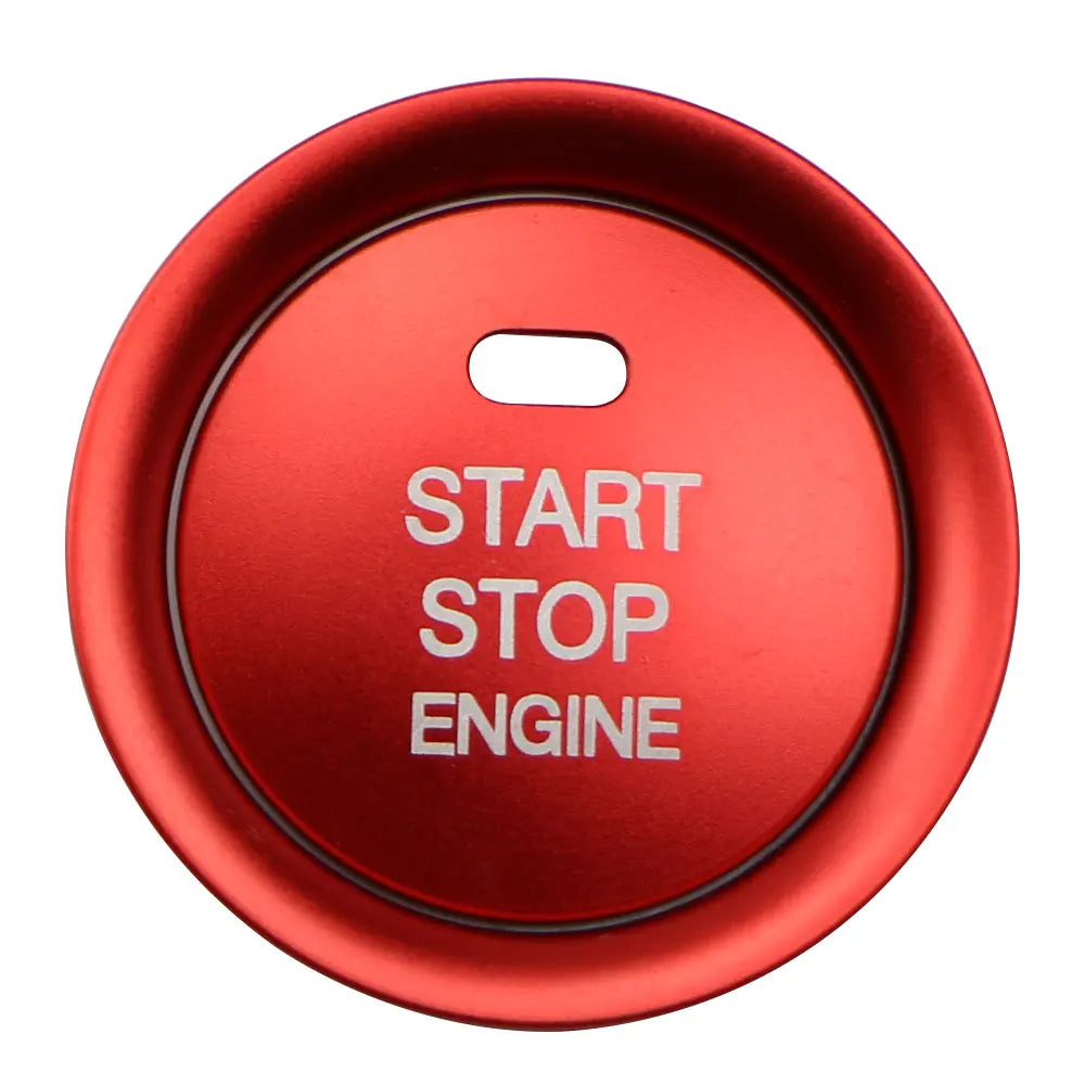 Car Key Ring Cover 2 Pieces Engine Start Stop Button Trim (Red)