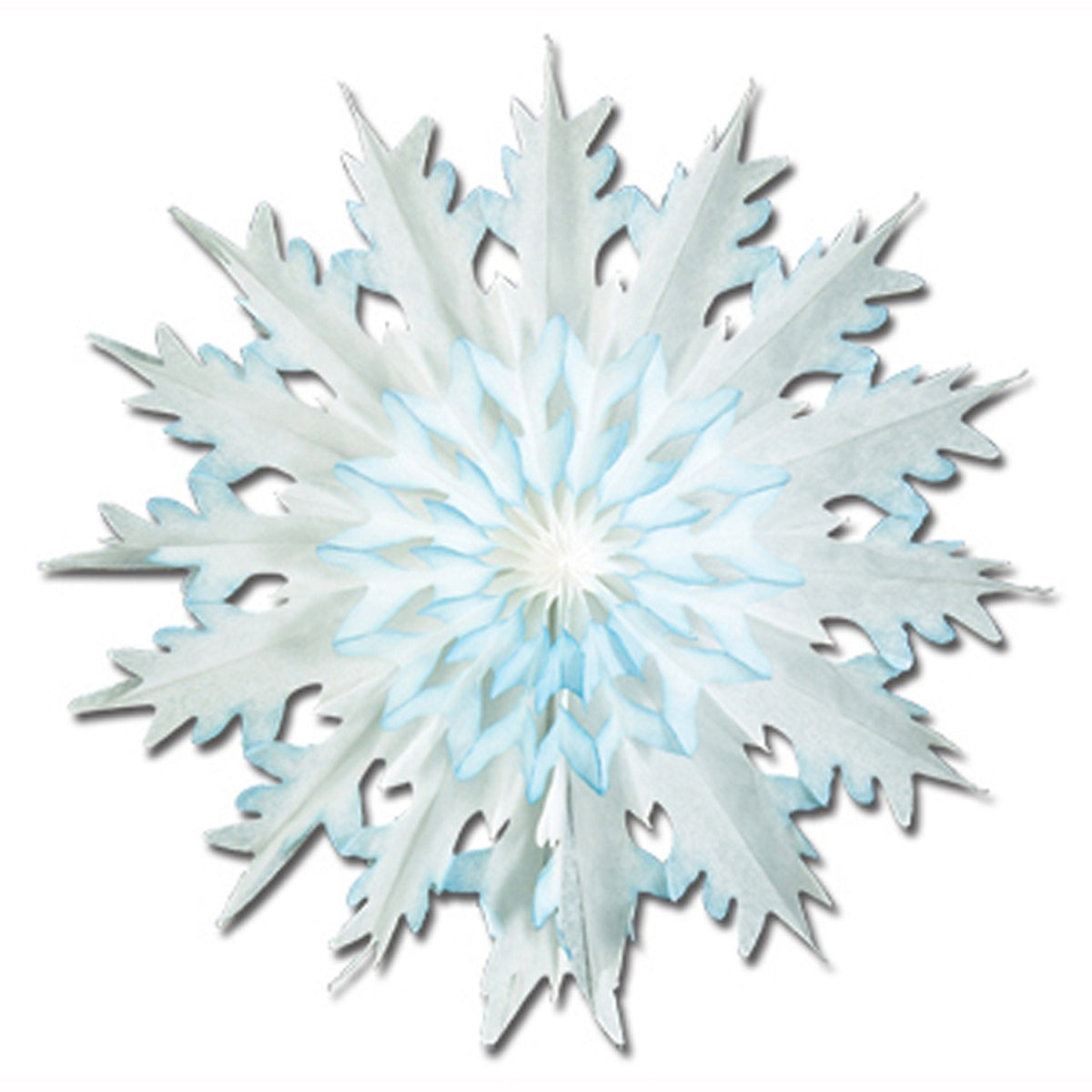 Pack of 12 Christmas Winter White and Blue Dip-Dyed Snowflake 17&quot;