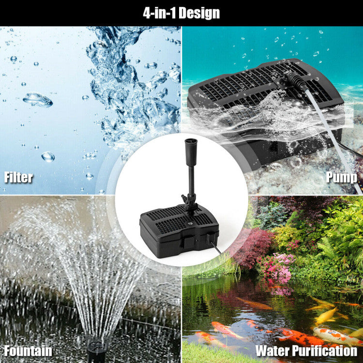 Pond Filter 660 GPH Pump with Sterilizer and Fountain Jet