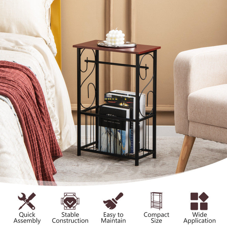 Narrow Side Table Removable Paper Holder Living Room