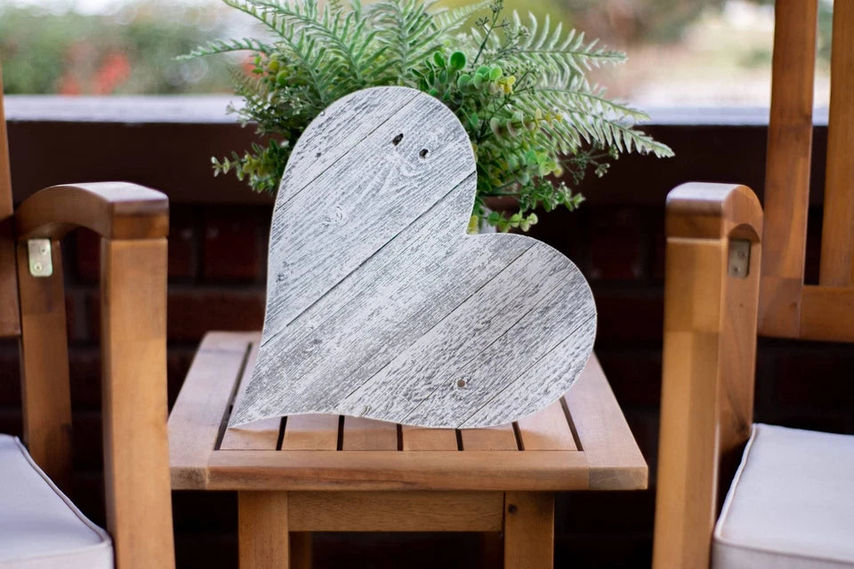 Whitewash Reclaimed Wood Heart 12&quot; Wall Decor