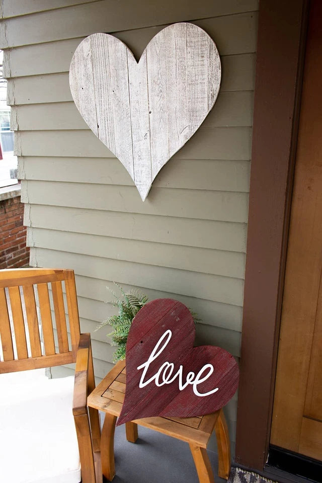 Whitewash Reclaimed Wood Heart 12" Wall Decor