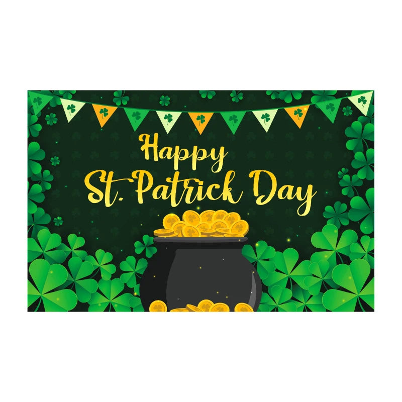 St. Patrick's Day Flag Ireland Clover Shamrock Banner for Indoor Outdoor Decor