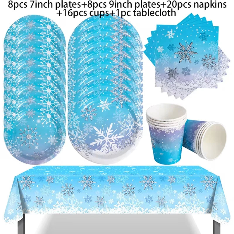 Frozen Snowflake Disposable Tableware Set