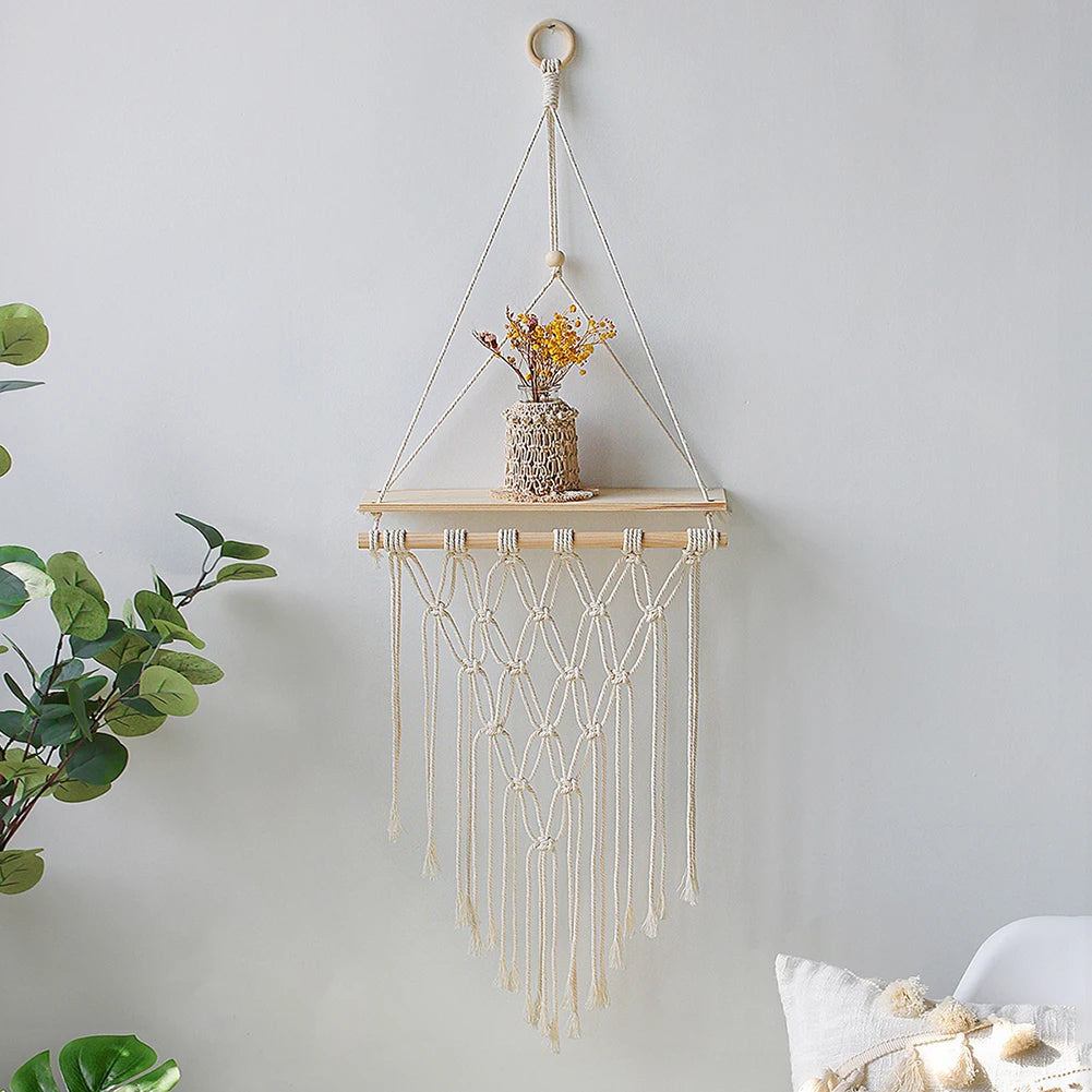 3D Macrame Floating Wall Shelf Boho Home Decor