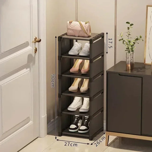 Multiple Layers Shoe Organizer 6-Layer Space Saving Rack (Black)