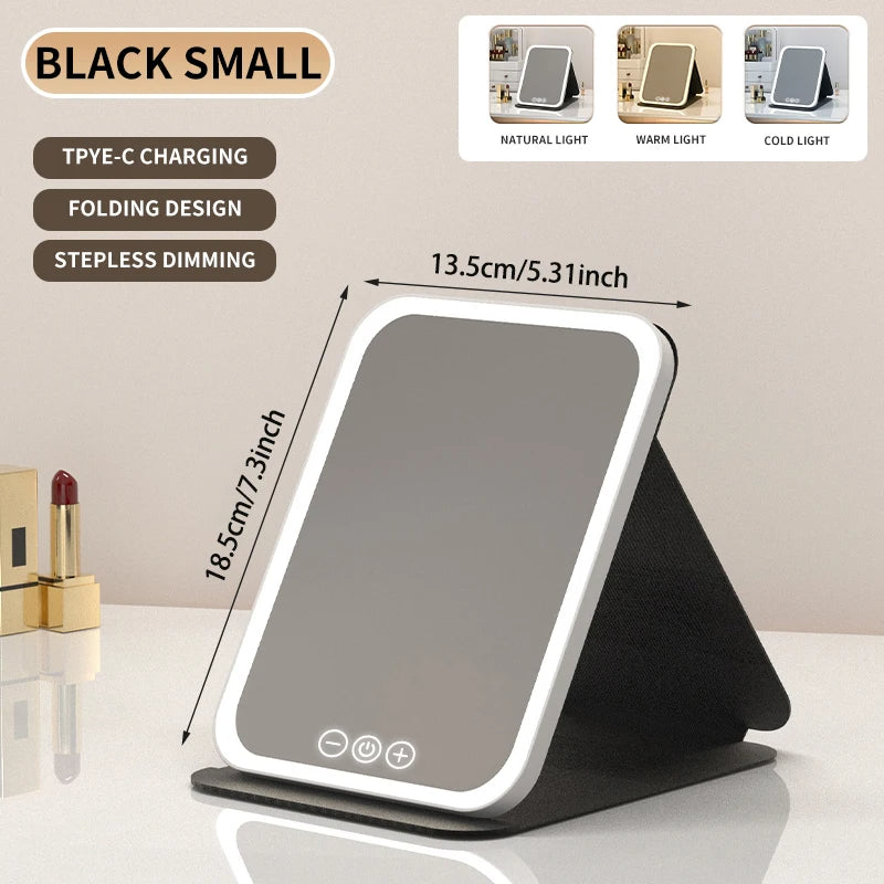 3 Color Dimmable LED Makeup Mirror Touch Screen, Small (Black)