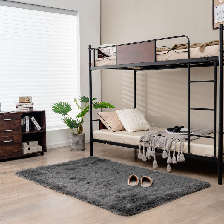 Modern Fluffy Shag Rug 4x6 with Non-Slip Grip (Gray)