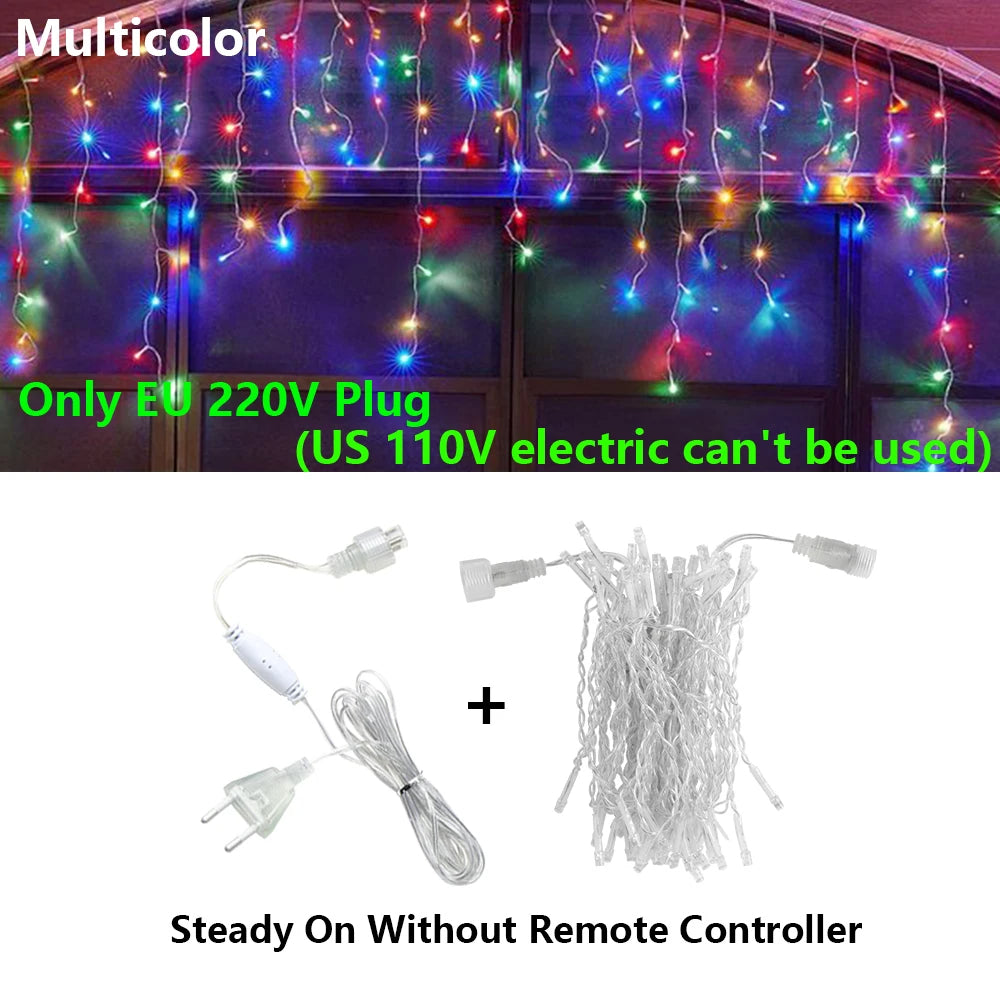 10 Meter LED Icicle String Lights without Remote (Multicolor)