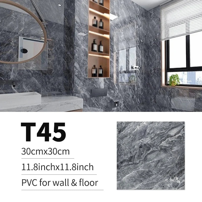 10PCS Marble Floor Stickers Self Adhesive Waterproof Decor