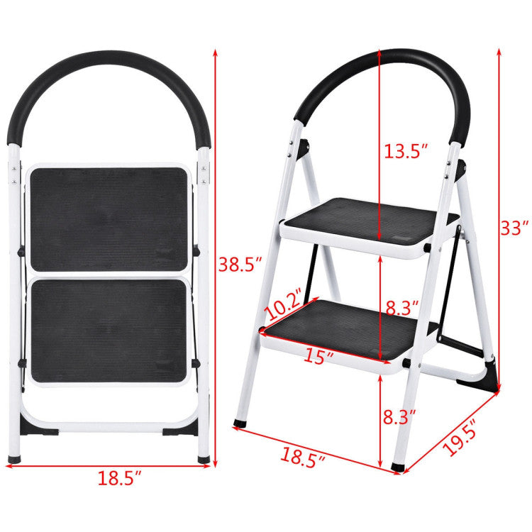 Folding Step Stool 2.75&#39; with Iron Frame and Anti-Slip Pedals