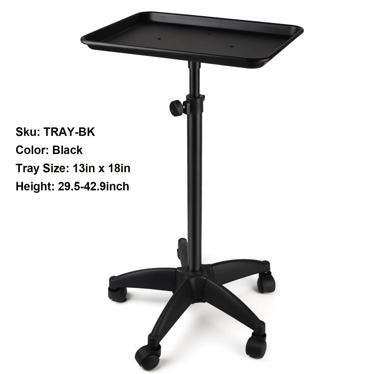 Rolling Organizer with Adjustable Height 360° Rotating Beauty Salon Cart (Black)