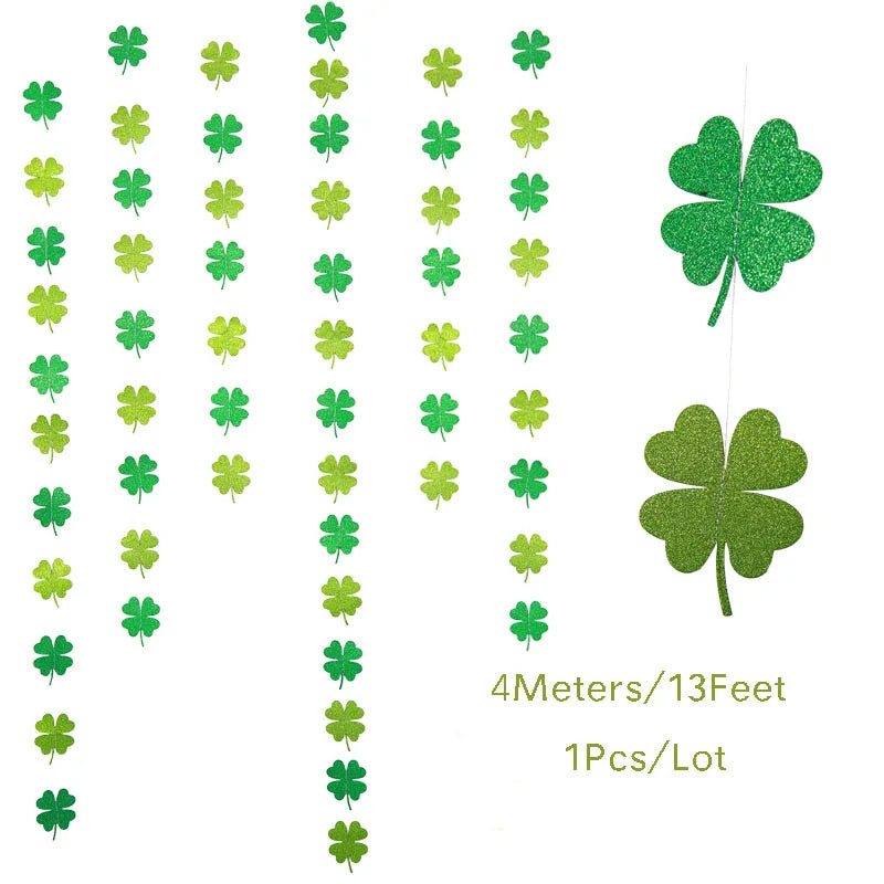 Shamrock Clover String Garland for St. Patrick's Day Party Decor