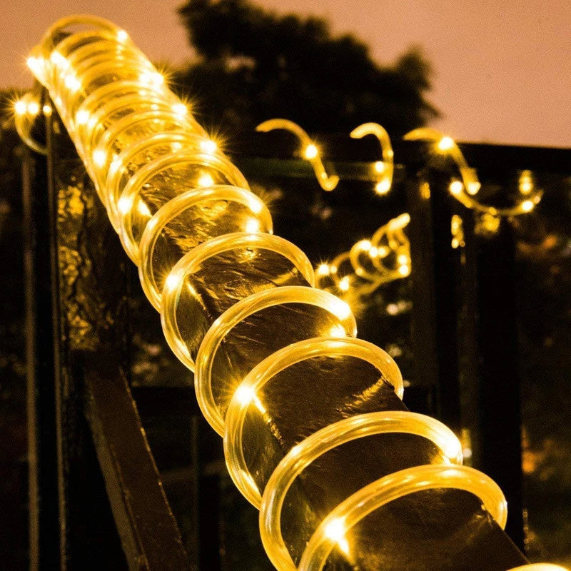 Solar Rope Lights for Path Deck Outdoor Garden (Warm White)