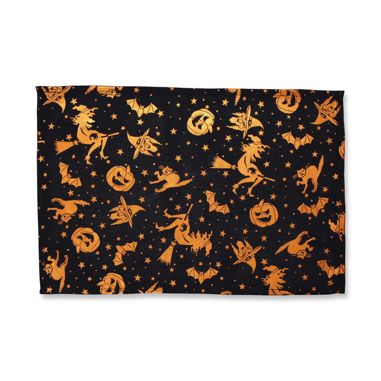 Set of 2 Black and Orange Witches Halloween Rectangular Placemats 18.5"