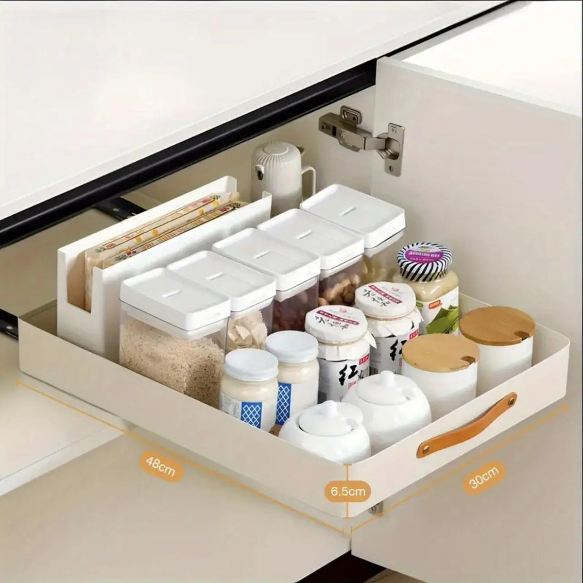 Adhesive Mount Pull Out Cabinet Organizer Heavy Duty (White)