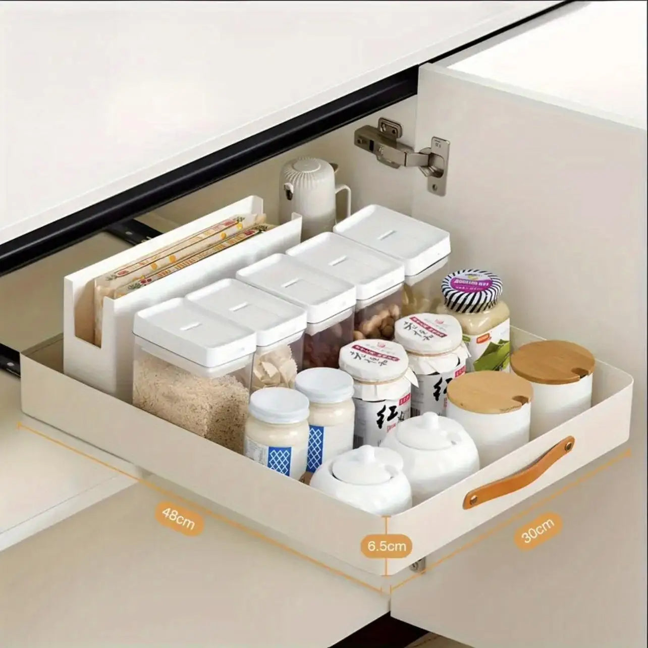 Adhesive Mount Pull Out Cabinet Organizer Heavy Duty (White)