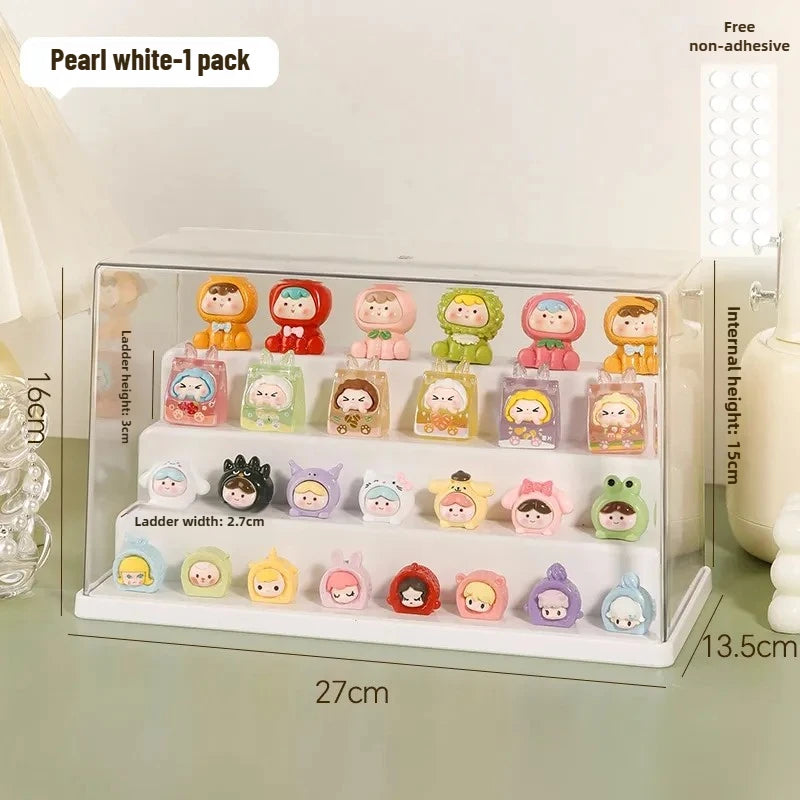 Clear Acrylic Display Case Dustproof Storage Organizer Pearl White)