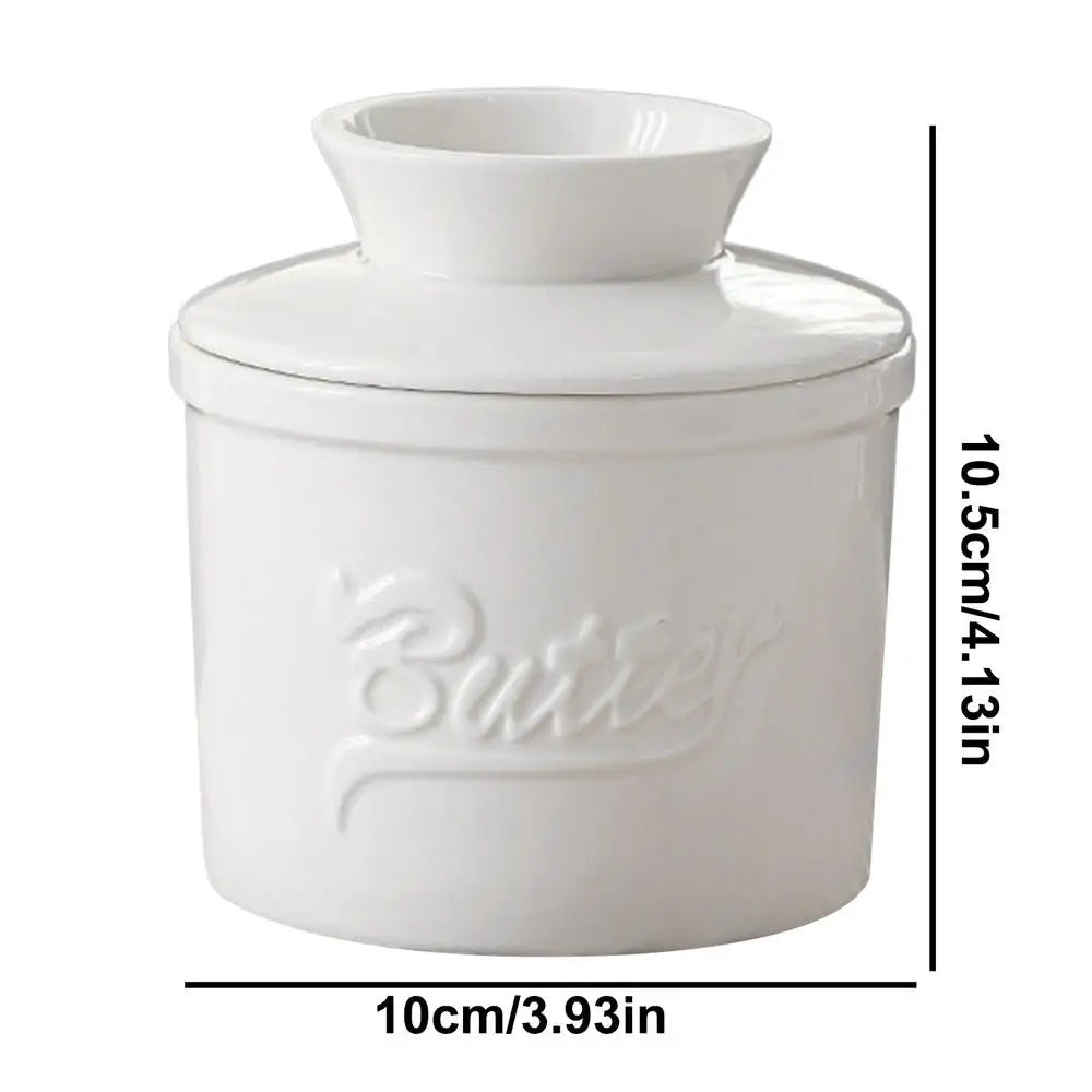 Handmade Ceramic Cylindrical Butter Keeper (White)