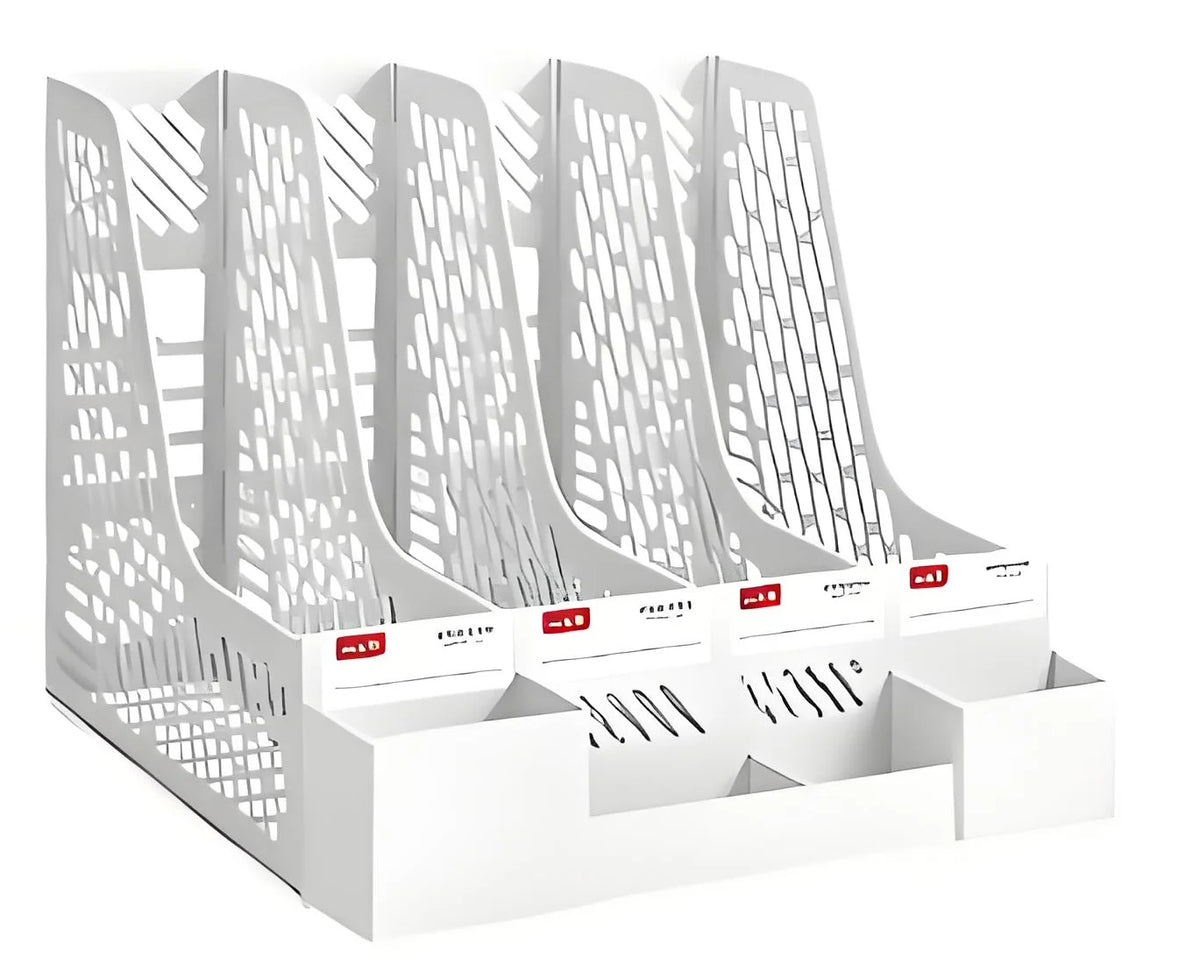 Detachable 4-Compartment Desktop File Organizer (White)