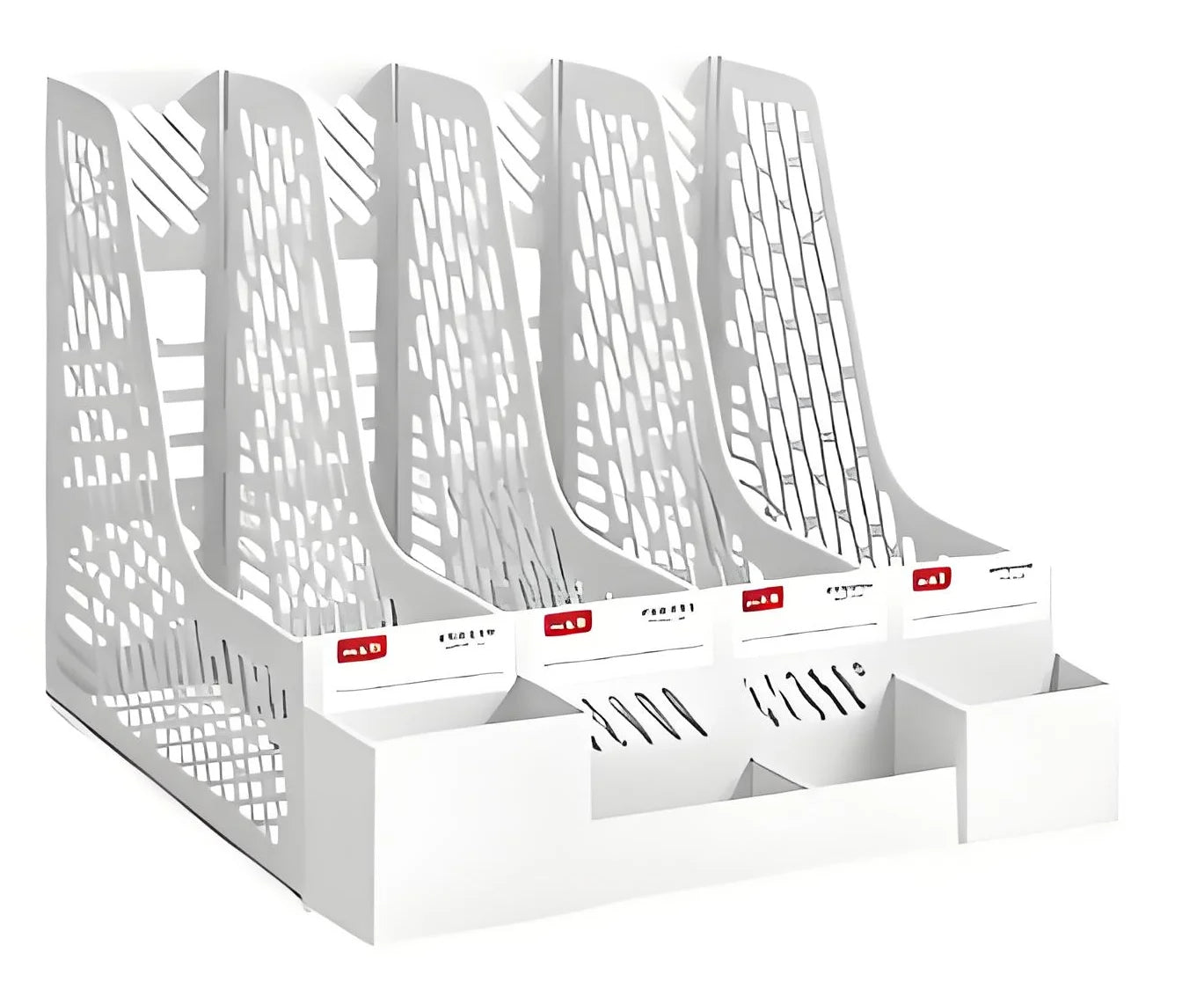 Detachable 4-Compartment Desktop File Organizer (White)