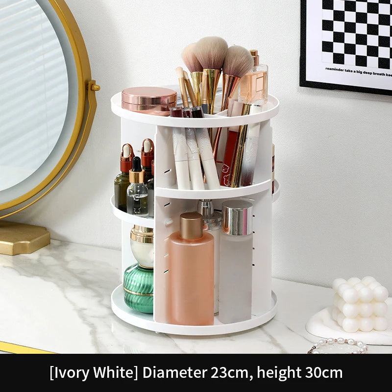 Rotating Makeup Storage Shelf Multi-Layer Cosmetic Storage (White)