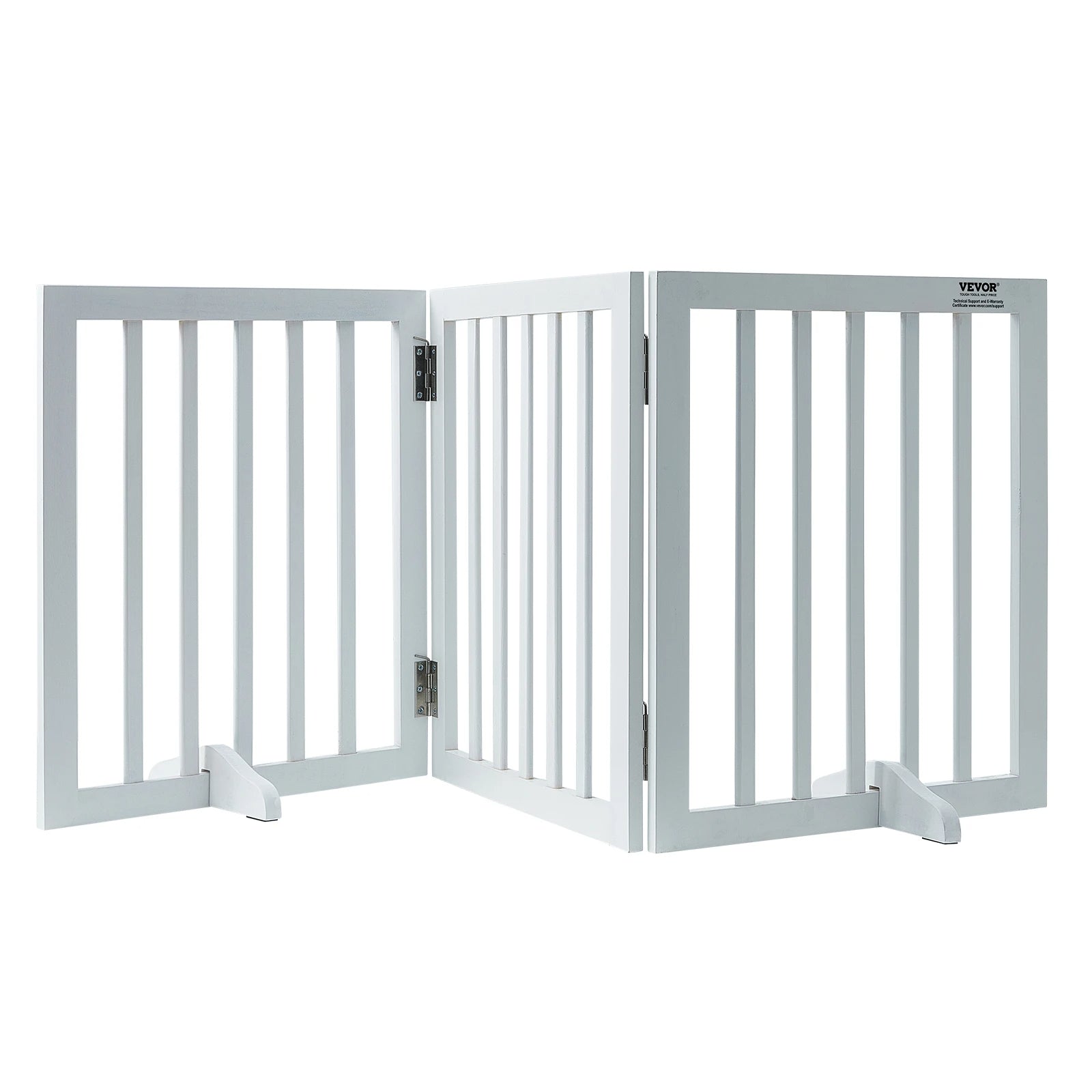 Freestanding Pet Gate Narrow Passageway Foldable Design (White)