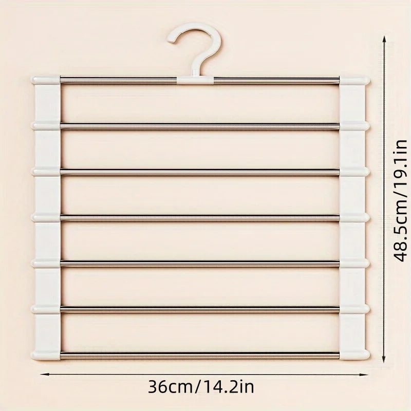 Pants Rack 6-Tier Stainless Steel Foldable Design Space-Saving Closet Organizer