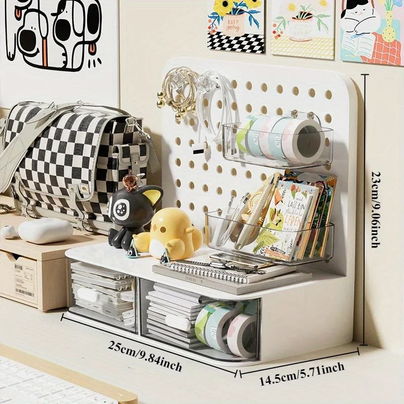 Kawaii Desk Organizer Idol Card Stand Hook Drawer (White)