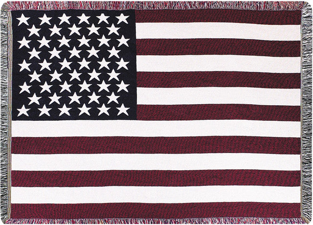 Patriotic American Flag Tapestry Throw Blanket White Red